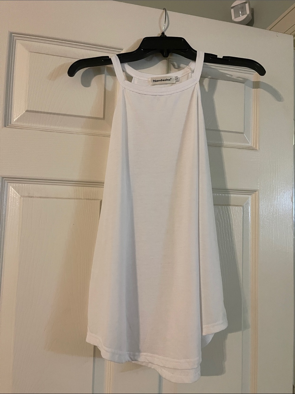 White Halter Neck Tank Top - Nandashé